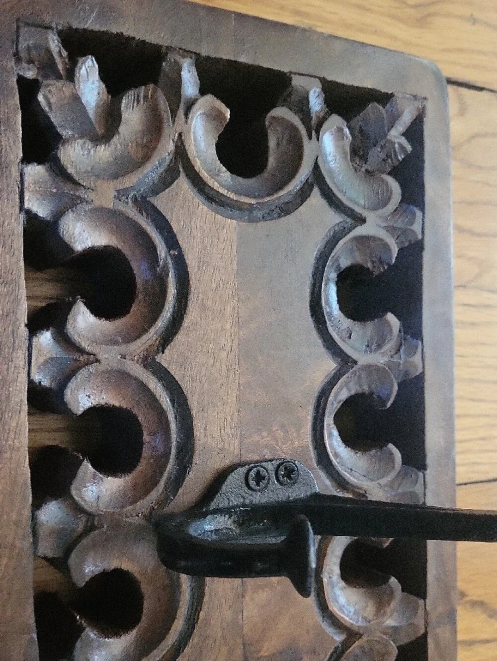 Handcrafted Brown Wooden Wall Decor Hook Rack